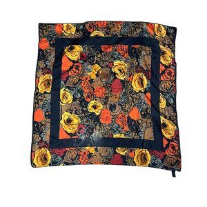 Vintage Silk Floral Scarf 31" Colorful Chic Boho Preppy Classic Retro Bold